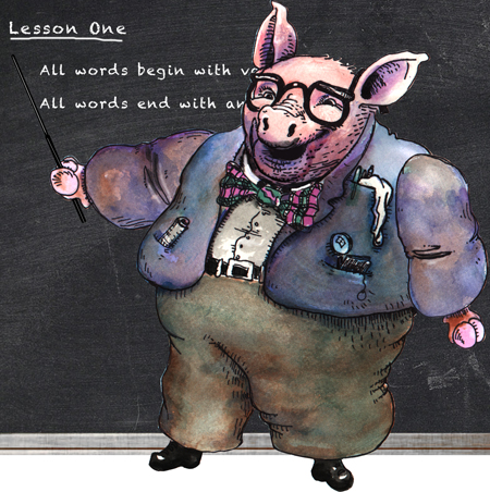 pig with chalkboardS